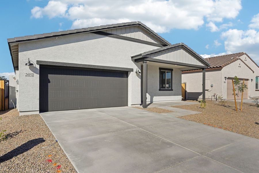Exterior elevation. Finishes and options may vary by community