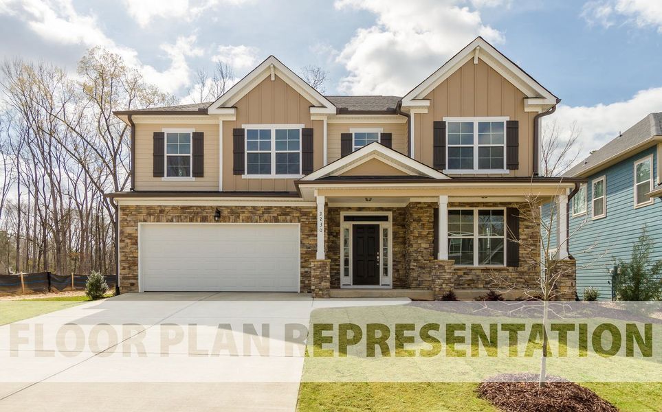 Front Exterior Floor Plan Representation for the Mill Creek Plan Exclusive to Ivey Homes