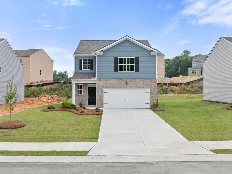 Front exterior of a new home in Oakleigh Glen, Dallas, GA, highlighting curb appeal (Image 16).