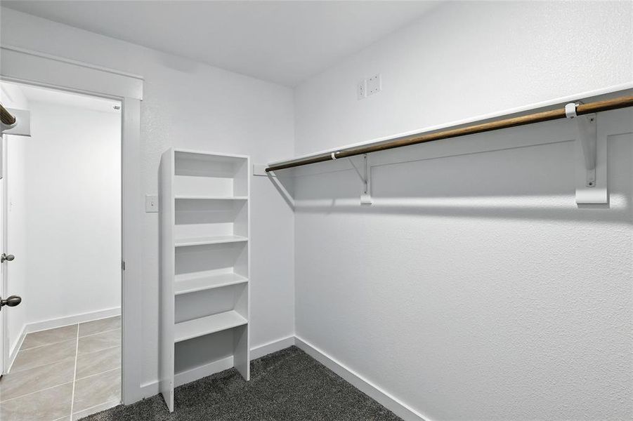 Spacious closet with carpet floors Spacious closet with carpet floors