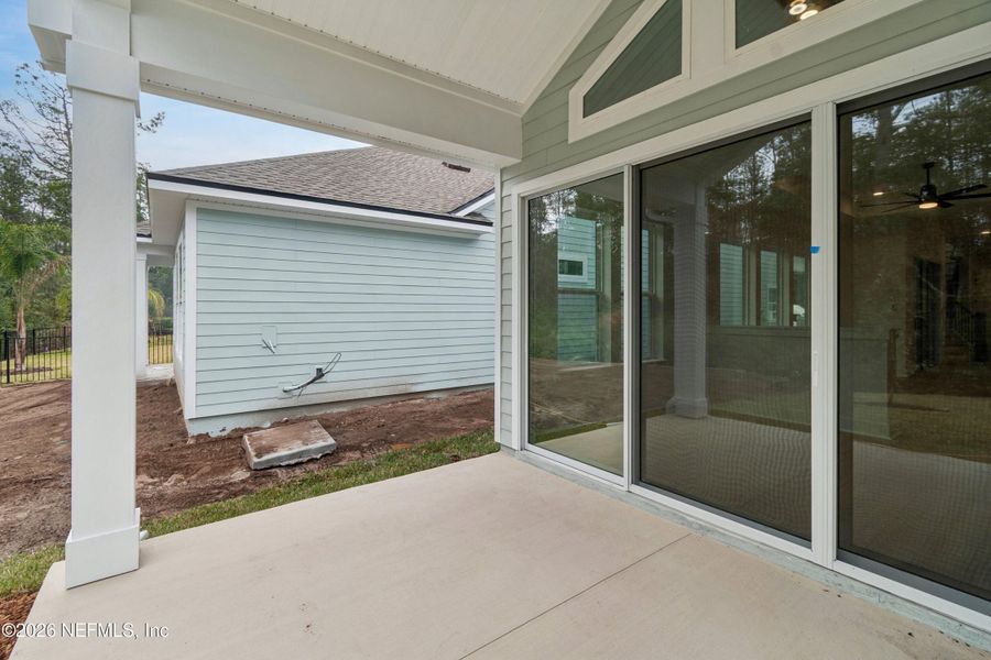 Exterior details and patio area of a home in Reflections 40' Front Load, Ponte Vedra (Image 4).