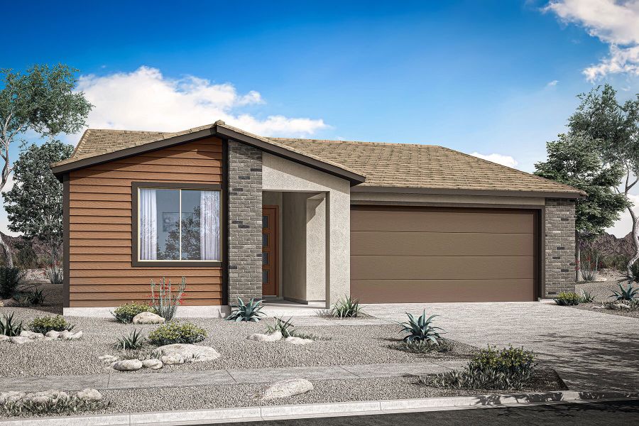 Representative exterior photo of a completed home built from the Copper by Mattamy Homes in Empire Pointe, Queen Creek, AZ (Image 21). Representative exterior photo of a completed home built from the Copper by Mattamy Homes in Empire Pointe, Queen Creek, AZ (Image 21).