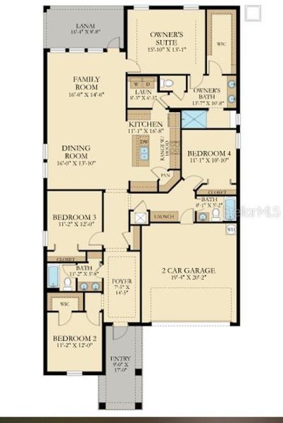 2D floor plan layout of this home in , Kissimmee, FL (Image 4).