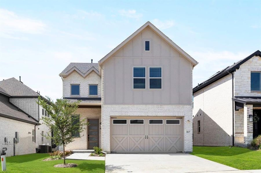 Front exterior of a new home in The Villages of Hurricane Creek, Anna, TX, highlighting curb appeal (Image 1).