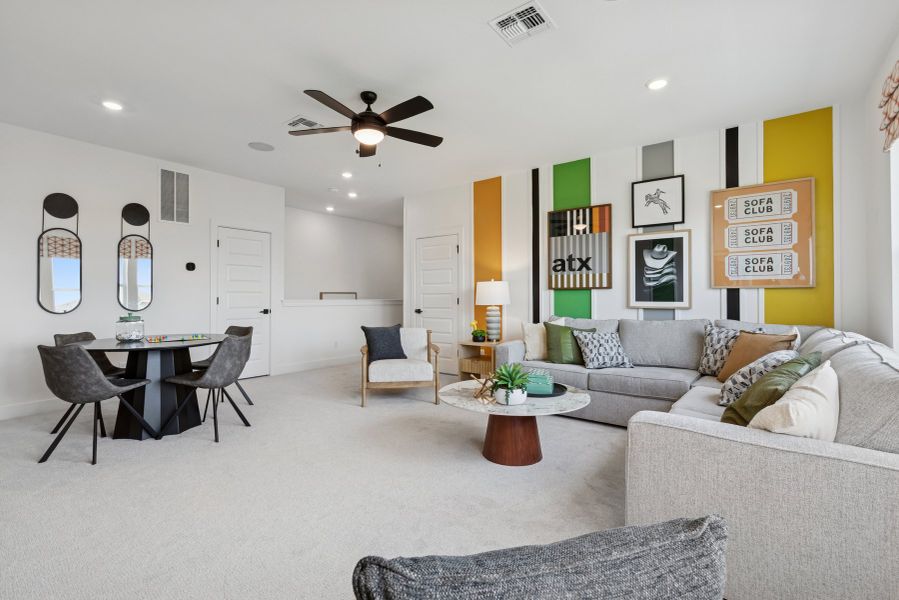 Representative furnished interior of a home built from the The Touchstone by David Weekley Homes in Sunfield, Buda (Image 4). Representative furnished interior of a home built from the The Touchstone by David Weekley Homes in Sunfield, Buda (Image 4).