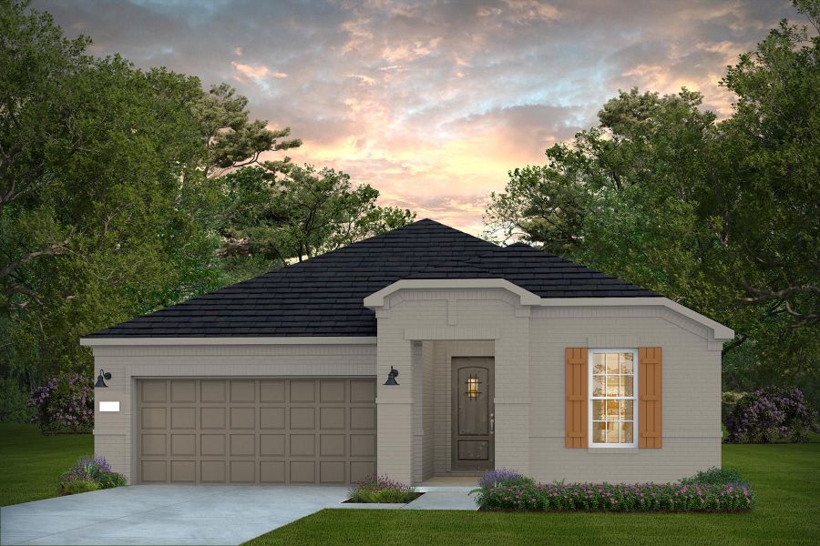 Representative exterior photo of a completed home built from the Prestige by Del Webb in Del Webb Fulshear, Fulshear, TX (Image 2). Representative exterior photo of a completed home built from the Prestige by Del Webb in Del Webb Fulshear, Fulshear, TX (Image 2).