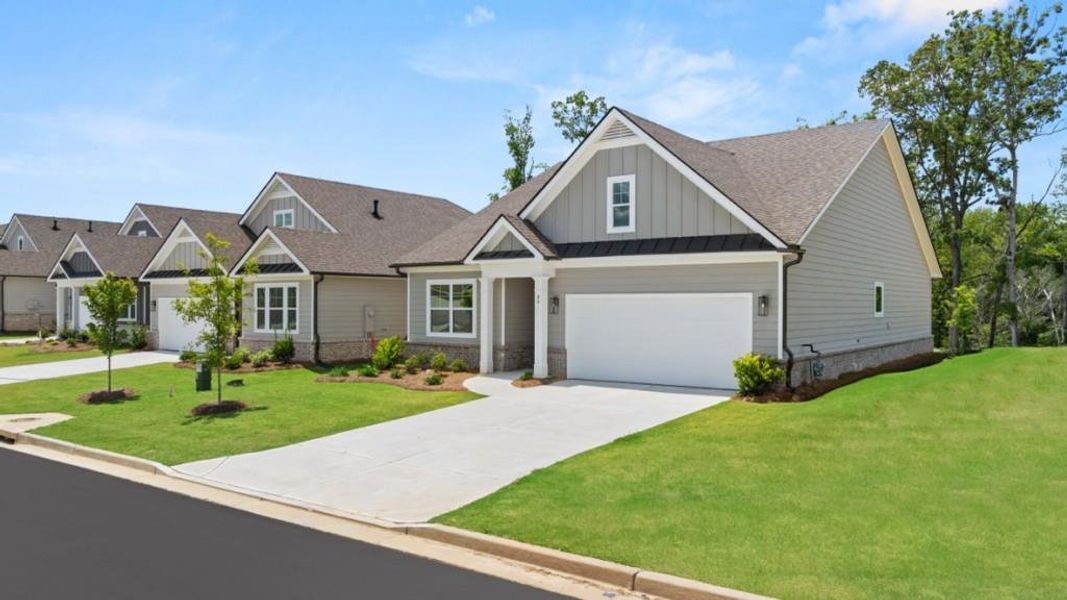 Front exterior of a new home in Hamptons at Riverwood North, Dallas, GA, highlighting curb appeal (Image 2).