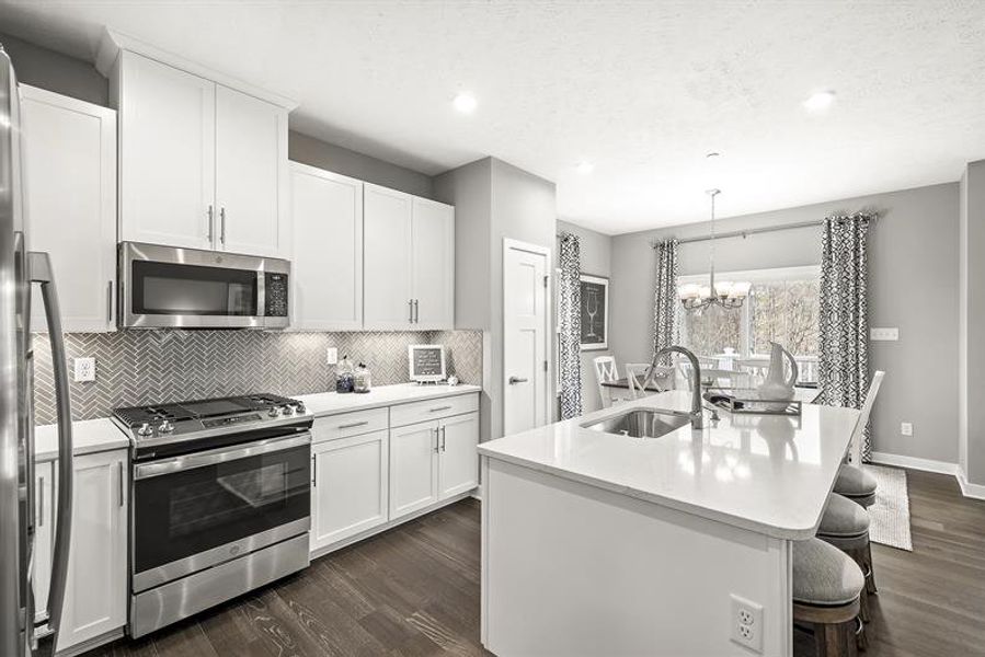 Representative furnished interior of a home built from the Rosecliff by Ryan Homes in Windsong Townhomes, Gallatin (Image 3).