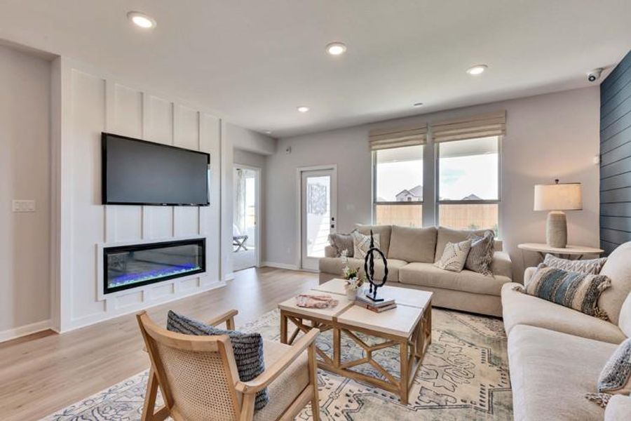 Furnished interior view inside a new home in Stallion Run, Buda (Image 4). Furnished interior view inside a new home in Stallion Run, Buda (Image 4).