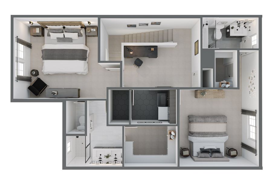 2D floor plan layout for the A by Tri Pointe Homes in Candelas Townhomes, Arvada, CO (Image 3).