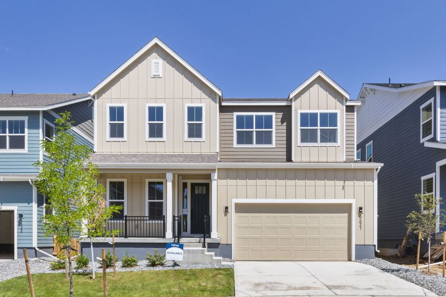 Representative exterior photo of a completed home built from the Journey Series - Varra by Brightland Homes in Dillon Pointe - Skyview, Broomfield, CO (Image 5).