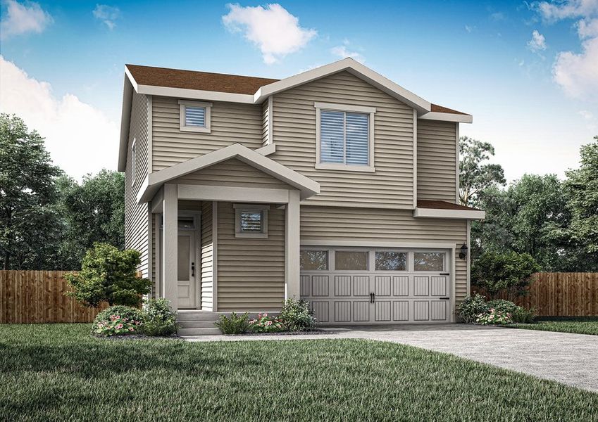 The Peak is a beautiful two story home with siding.