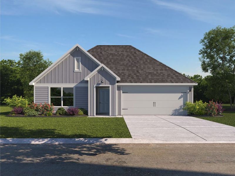 Representative exterior photo of a completed home built from the Texas Cali by D.R. Horton in Cornerstone, Rockdale, TX (Image 2). Representative exterior photo of a completed home built from the Texas Cali by D.R. Horton in Cornerstone, Rockdale, TX (Image 2).