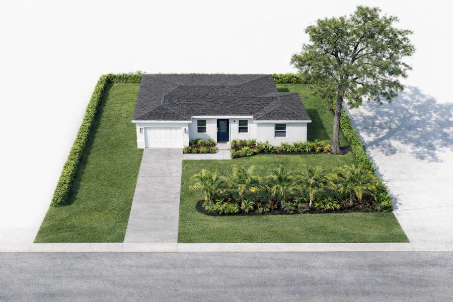 Suburban house with tropical landscaping Suburban house with tropical landscaping