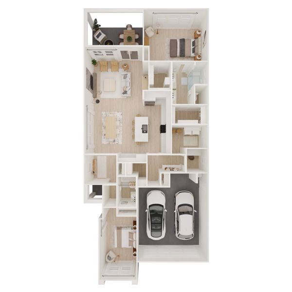 2D floor plan layout for the Copland by K. Hovnanian® Homes in K. Hovnanian’s® Four Seasons at Victory at Verrado Cottages, Buckeye, AZ (Image 4).