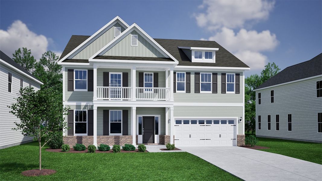Representative exterior photo of a completed home built from the Yates II - Vanguard Collection by Mungo Homes in Ridgecrest at Midway, Anderson, SC (Image 18).