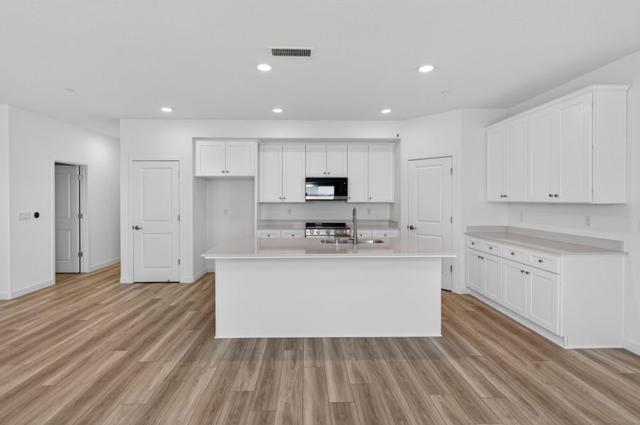A kitchen with white cabinets. A kitchen with white cabinets.