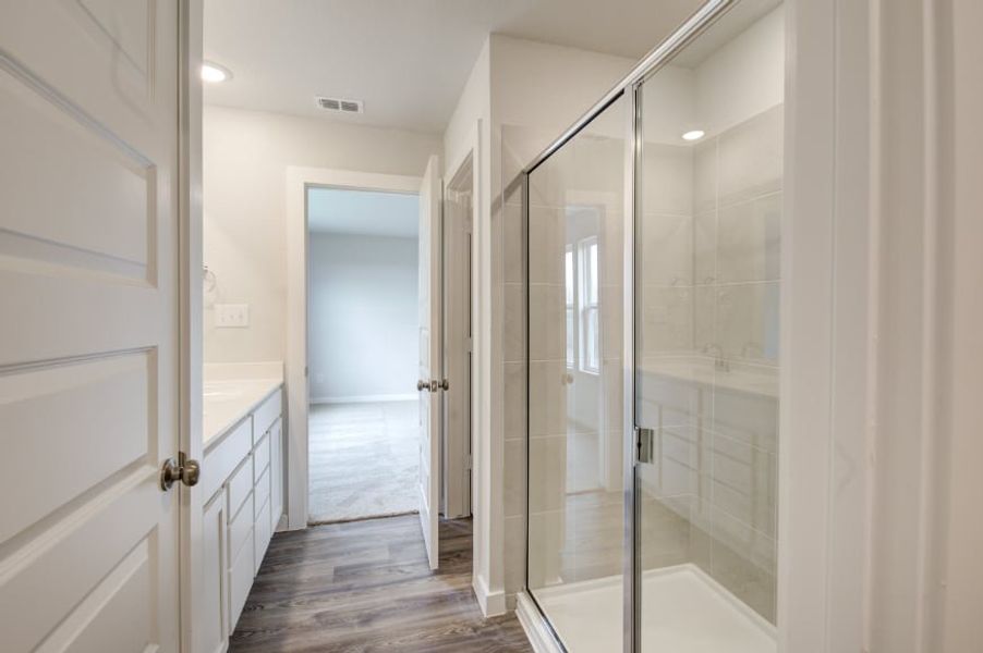 A shower in a bathroom. A shower in a bathroom.