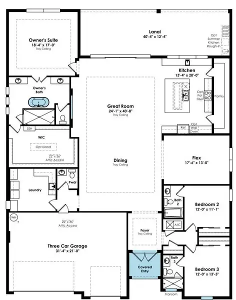2D floor plan layout of this home in PGA Village Verano, Port St. Lucie, FL (Image 3).