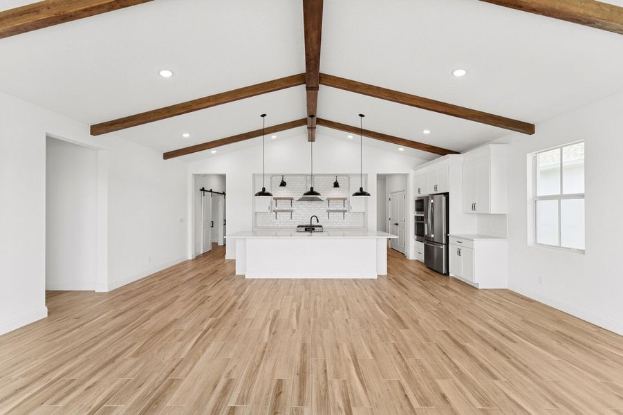 Kitchen, Great Room and Dining Area