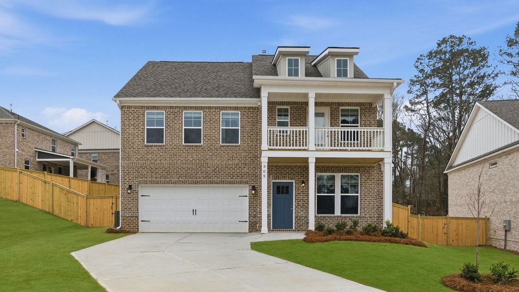 Representative exterior photo of a completed home built from the Pelham by DRB Homes in Bowers Farm, McDonough, GA (Image 23).