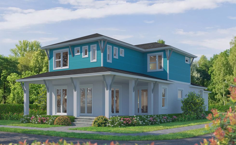 Representative exterior photo of a completed home built from the Tahiti by ICI Homes in Laureate Park, Orlando, FL (Image 2). Representative exterior photo of a completed home built from the Tahiti by ICI Homes in Laureate Park, Orlando, FL (Image 2).