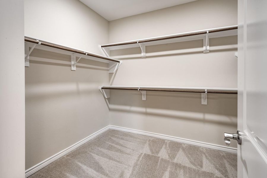 Oversized walk-in closet with built-in shelving. Oversized walk-in closet with built-in shelving.