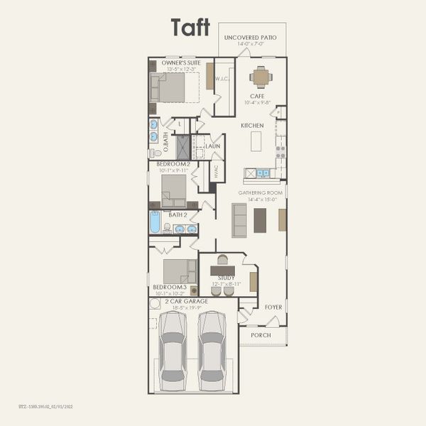 2D floor plan layout for the Taft by Centex in Clearhaven, Princeton, TX (Image 3).