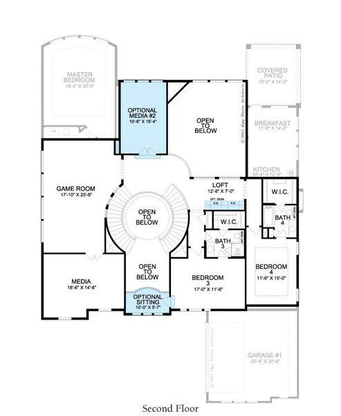 2D floor plan layout for the Montblanc by Landon Homes in Lexington Frisco, Frisco, TX (Image 13).