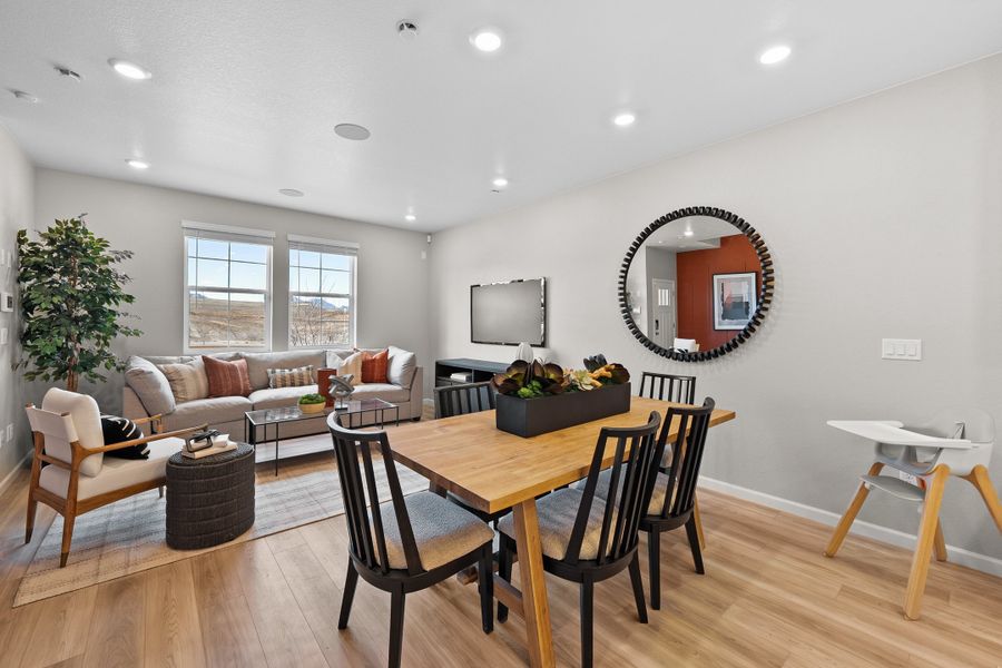 Furnished interior view inside a new home in Trailstone Townhomes - The Westerly Collection, Arvada (Image 7). Furnished interior view inside a new home in Trailstone Townhomes - The Westerly Collection, Arvada (Image 7).