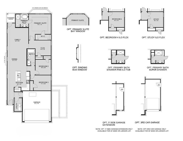2D floor plan layout for the The Wildflower by Legend Homes in Townsend Reserve, Splendora, TX (Image 3).