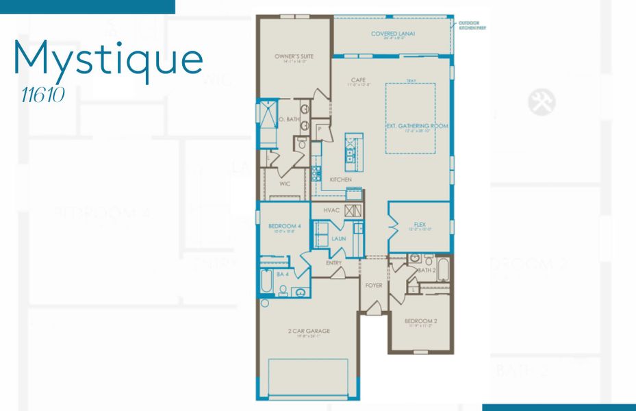 2D floor plan layout of this home in BeachWalk by Manasota Key, Englewood, FL (Image 2).