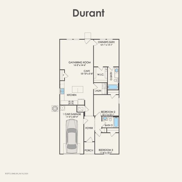 2D floor plan layout for the Durant by Centex in Vista Real, Converse, TX (Image 5).