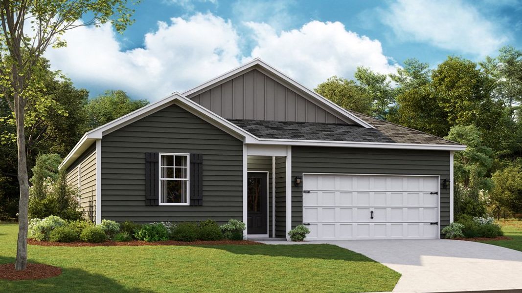 Representative exterior photo of a completed home built from the Freeport by D.R. Horton in The Hideaway at Fox Meadows, Bluff City, TN (Image 2).