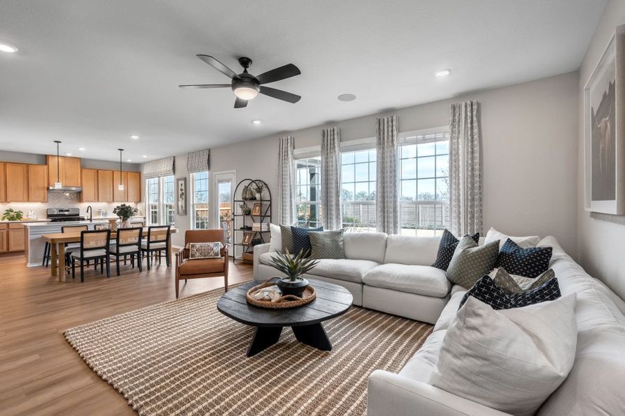 Representative furnished interior of a home built from the 2444 by KB Home in Adelton, Bastrop (Image 5).