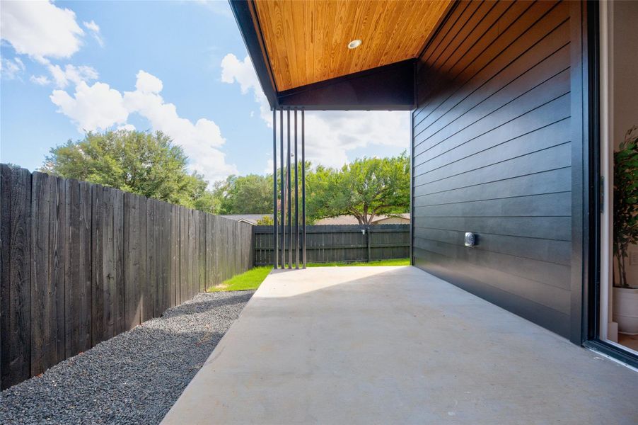 Exterior details and patio area of a home in , Austin (Image 26). Exterior details and patio area of a home in , Austin (Image 26).