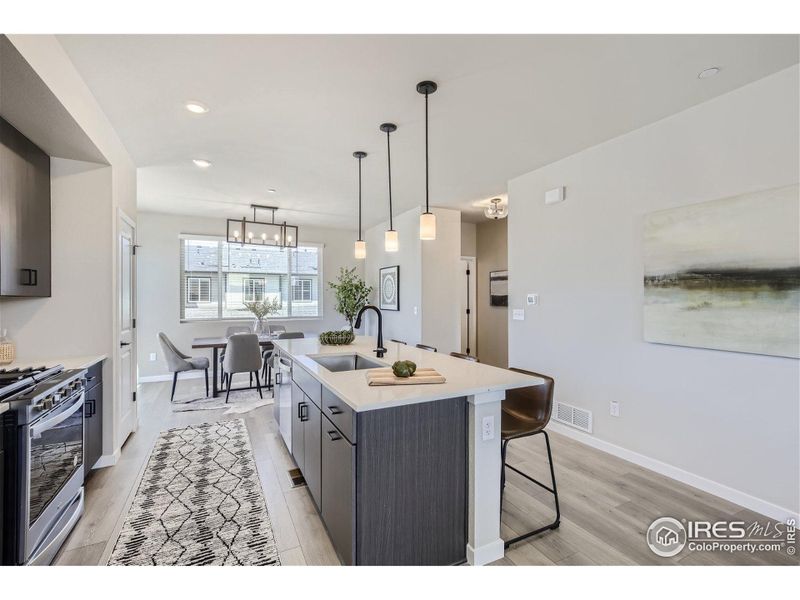 Furnished interior view inside a new home in Waterfield - Townhomes, Fort Collins (Image 14). Furnished interior view inside a new home in Waterfield - Townhomes, Fort Collins (Image 14).