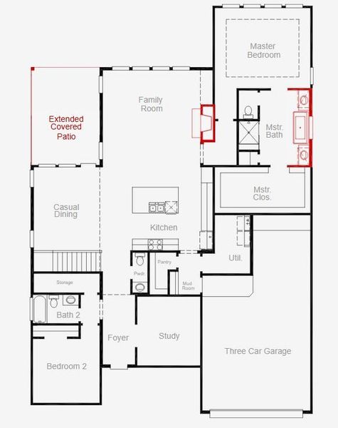 2D floor plan layout of this home in Painted Tree, McKinney, TX (Image 4).