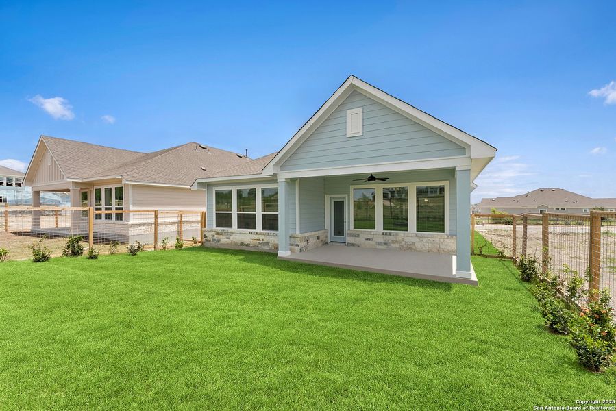 Front exterior of a new home in The Crossvine 45’, Schertz, TX, highlighting curb appeal (Image 2).