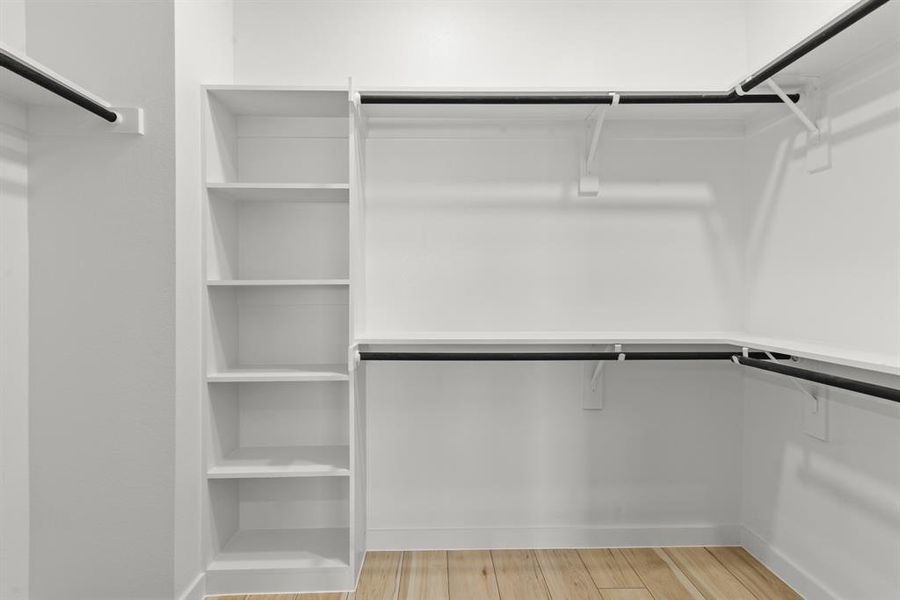 Spacious closet featuring light wood-style floors