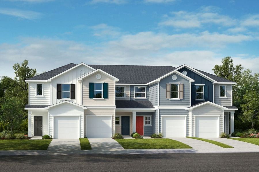 Front exterior of a new home in Aster Ridge, Durham, NC, highlighting curb appeal (Image 1). Front exterior of a new home in Aster Ridge, Durham, NC, highlighting curb appeal (Image 1).