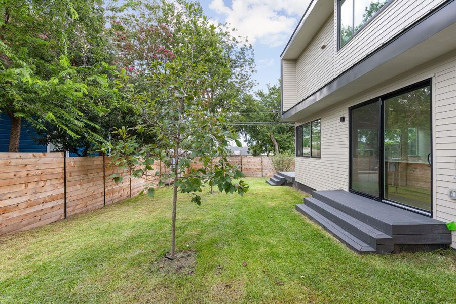 View of fenced backyard