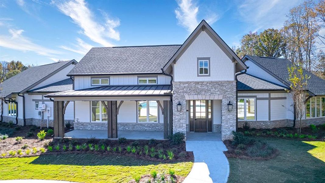 Front exterior of a new home in Twin Lakes, Hoschton, GA, highlighting curb appeal (Image 2).