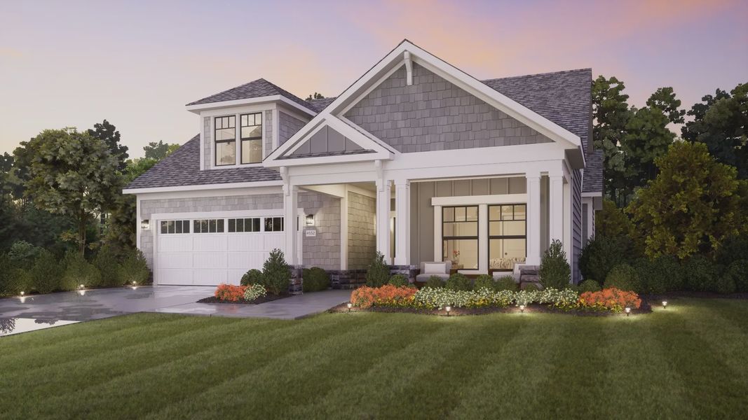 Representative exterior photo of a completed home built from the Portico Bonus by Epcon Communities in The Courtyards at Post Road, Cumming, GA (Image 26). Representative exterior photo of a completed home built from the Portico Bonus by Epcon Communities in The Courtyards at Post Road, Cumming, GA (Image 26).