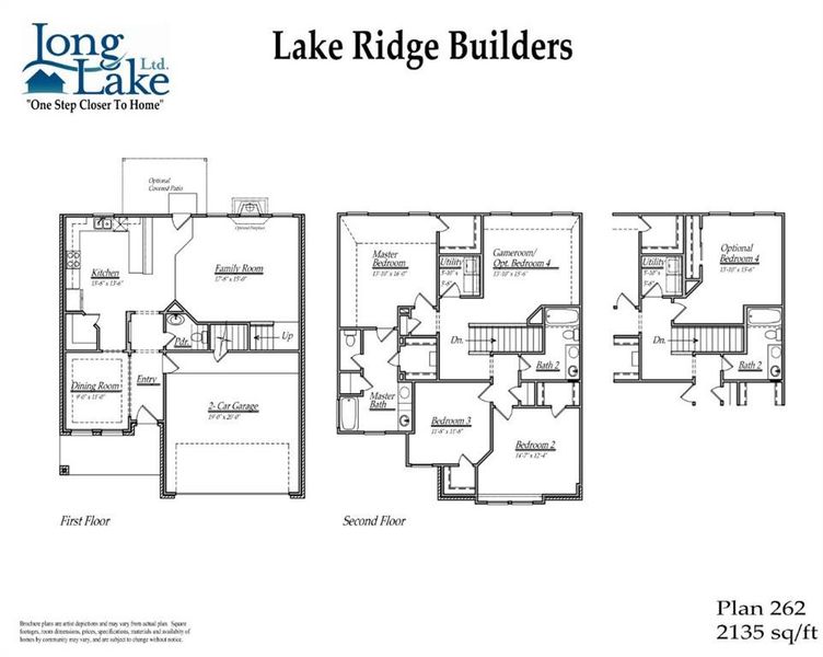 Plan 262 features 3 bedrooms, 2 full baths, 1 half bath, and over 2,100 sqft of living space.