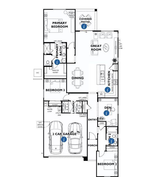 2D floor plan layout of this home in Trilogy® at Wickenburg Ranch, Wickenburg, AZ (Image 5).