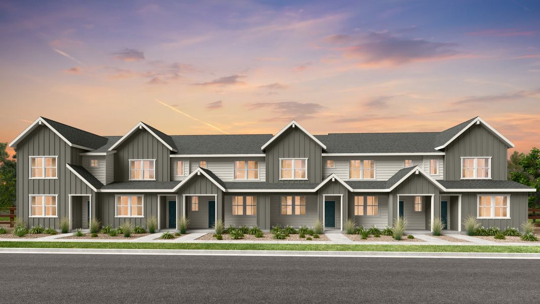 Front exterior of a home in the Trailstone Townhomes - The Westerly Collection community, located in Arvada, CO (Image 3).