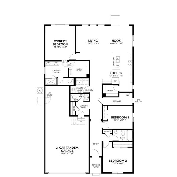 2D floor plan layout for the Artisan 1 by Brookfield Residential in Artisan at Brighton Crossings, Brighton, CO (Image 3).