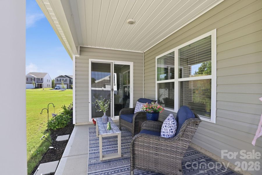 Exterior details and patio area of a home in Woodhaven at Chester, Chester (Image 27).
