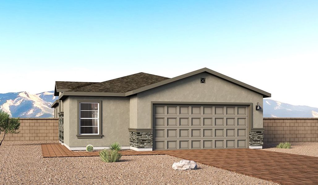 Representative exterior photo of a completed home built from the Aloe - C30A by D.R. Horton in Coronet at Gladden Farms, Marana, AZ (Image 6). Representative exterior photo of a completed home built from the Aloe - C30A by D.R. Horton in Coronet at Gladden Farms, Marana, AZ (Image 6).